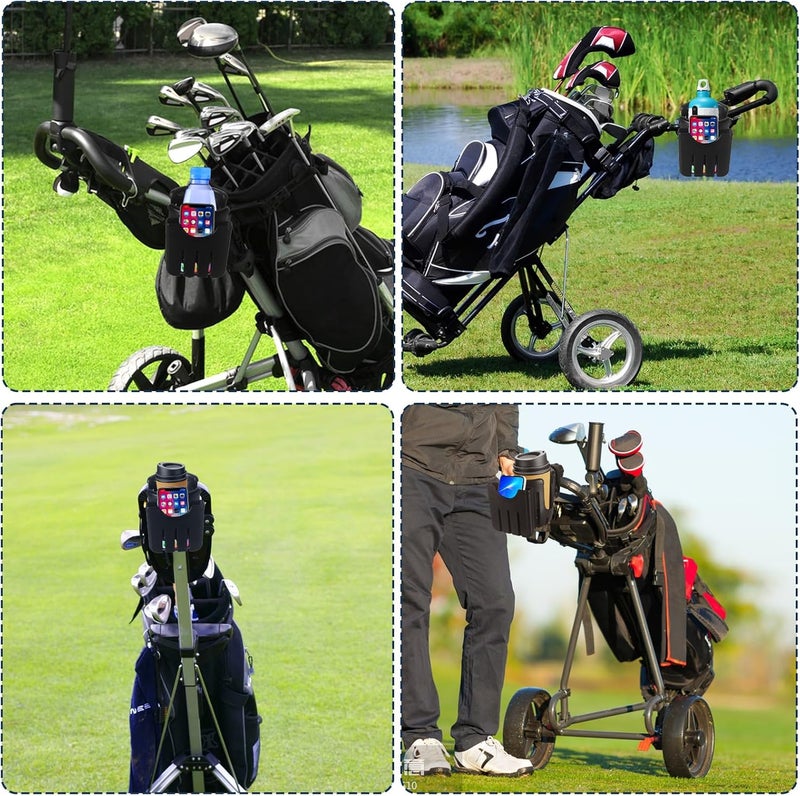 Runhike Golf Push Cart Cup Holder and Phone Holder Compatible with Caddytek,Adjustable 360 Rotation Golf Push Cart Accessories,Black,1PC - Image 3